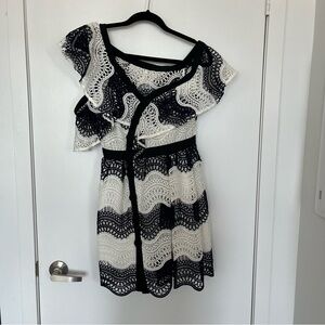 Self Portrait off shoulder asymmetrical mini dress.